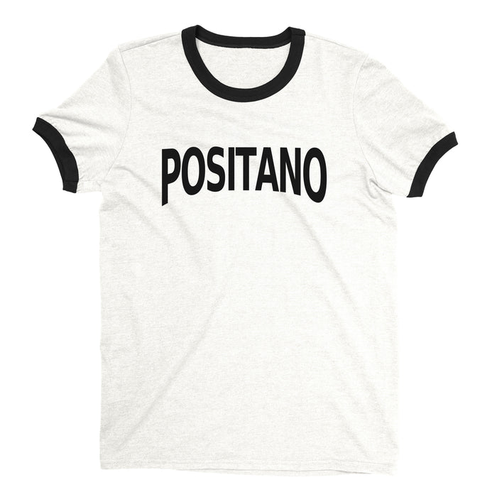Positano Amalfi Ringer Tee Retro Style Men's T-Shirt - NYC Factory - White