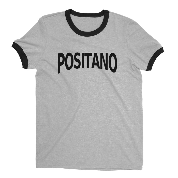 Positano Amalfi Ringer Tee Retro Style Men's T-Shirt - NYC Factory - Heather Gray