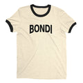 Bondi Beach Ringer Tee Retro Style Men's T-Shirt - NYC Factory - Natural