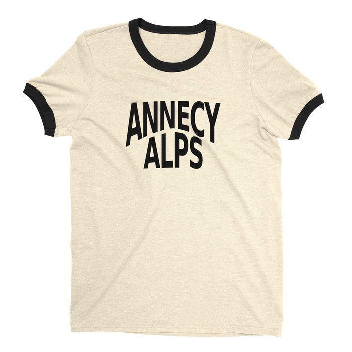 Lake Annecy Ringer Tee Retro Style Men's T-Shirt - NYC Factory - Natural