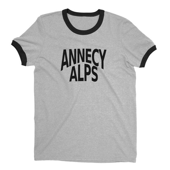 Lake Annecy Ringer Tee Retro Style Men's T-Shirt - NYC Factory - Heather Gray