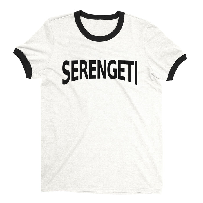 Serengeti National Park Ringer Tee Retro Style Men's T-Shirt - NYC Factory - White