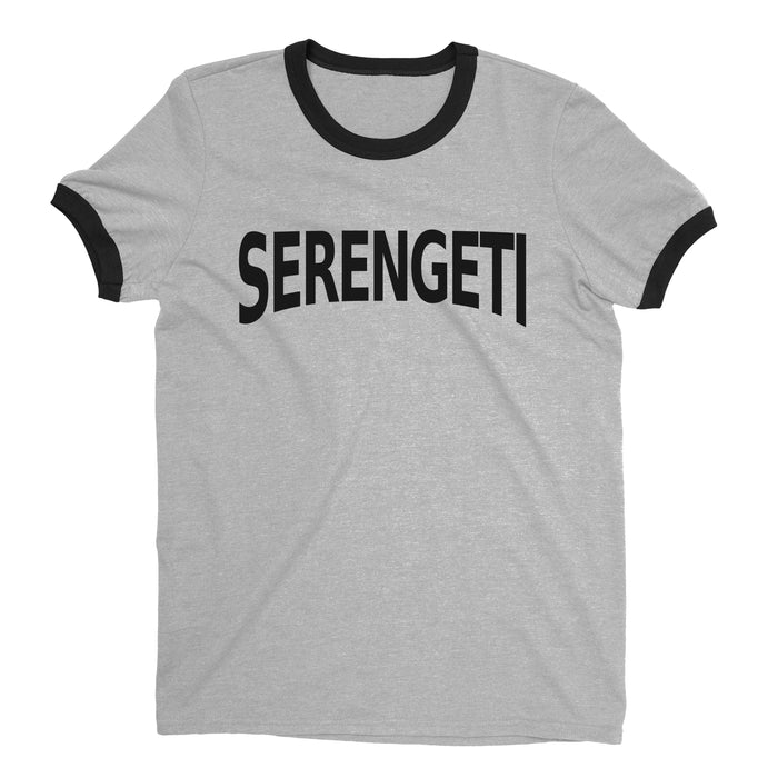 Serengeti National Park Ringer Tee Retro Style Men's T-Shirt - NYC Factory - Heather Gray