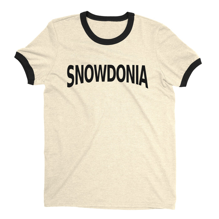 Snowdonia National Park Ringer Tee Retro Style Men's T-Shirt - NYC Factory - Natural