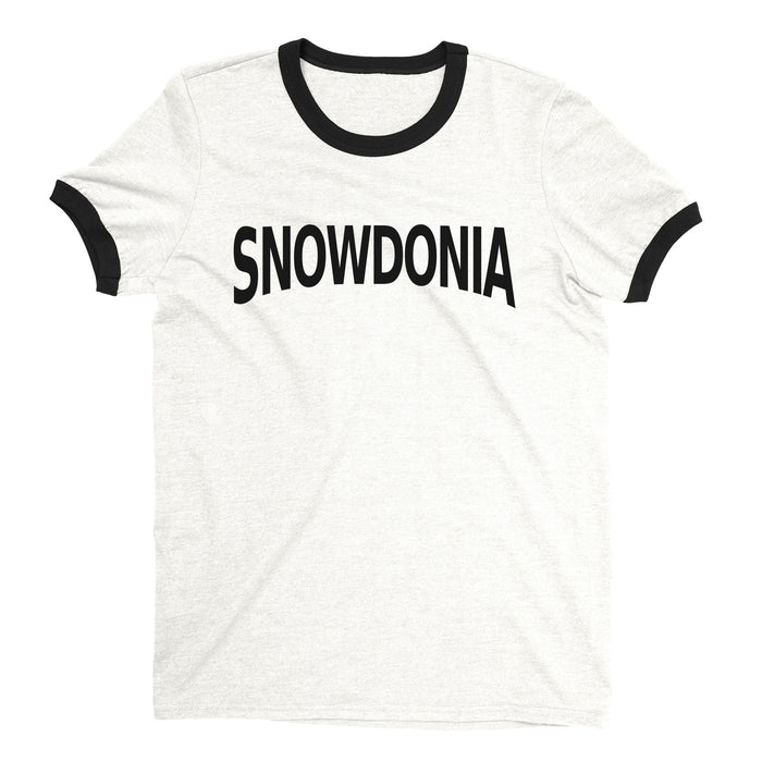 Snowdonia National Park Ringer Tee Retro Style Men's T-Shirt - NYC Factory - White
