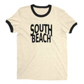 South Beach Miami Ringer Tee Retro Style Men's T-Shirt - NYC Factory - Natural