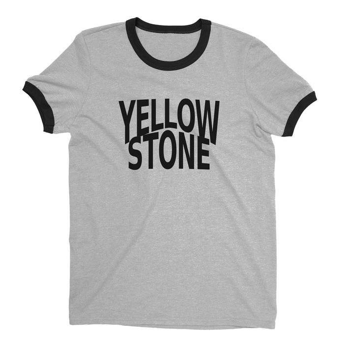 Yellowstone National Park Ringer Tee Retro Style Men's T-Shirt - NYC Factory - Heather Gray