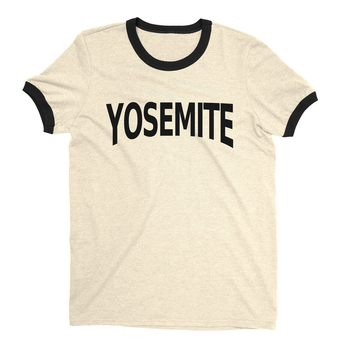 Yosemite National Park Ringer Tee Retro Style Men's T-Shirt - NYC Factory - Natural