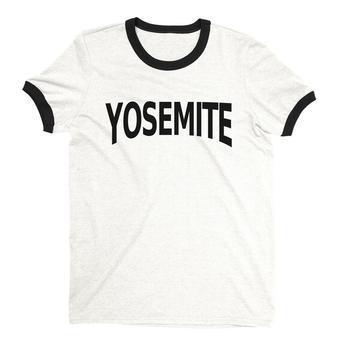 Yosemite National Park Ringer Tee Retro Style Men's T-Shirt - NYC Factory - White