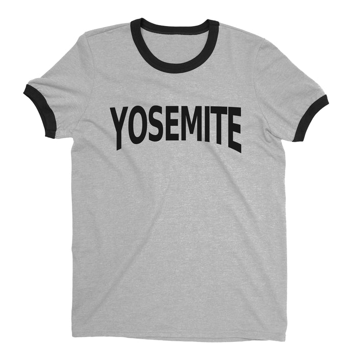Yosemite National Park Ringer Tee Retro Style Men's T-Shirt - NYC Factory - Heather Gray