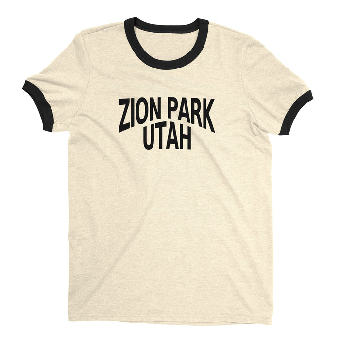 Zion National Park Ringer Tee Retro Style Men's T-Shirt - NYC Factory - Natural