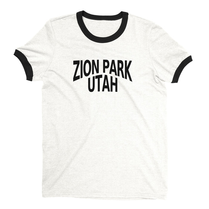 Zion National Park Ringer Tee Retro Style Men's T-Shirt - NYC Factory - White