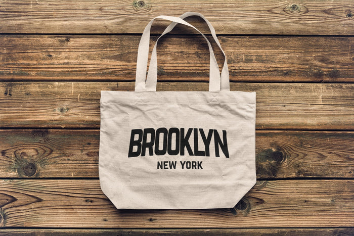 Brooklyn - Jumbo Size Vintage Style Retro City Cotton Canvas Tote Bags