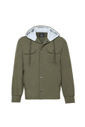 Olive Snap Overshirt with Technical Hoodie
