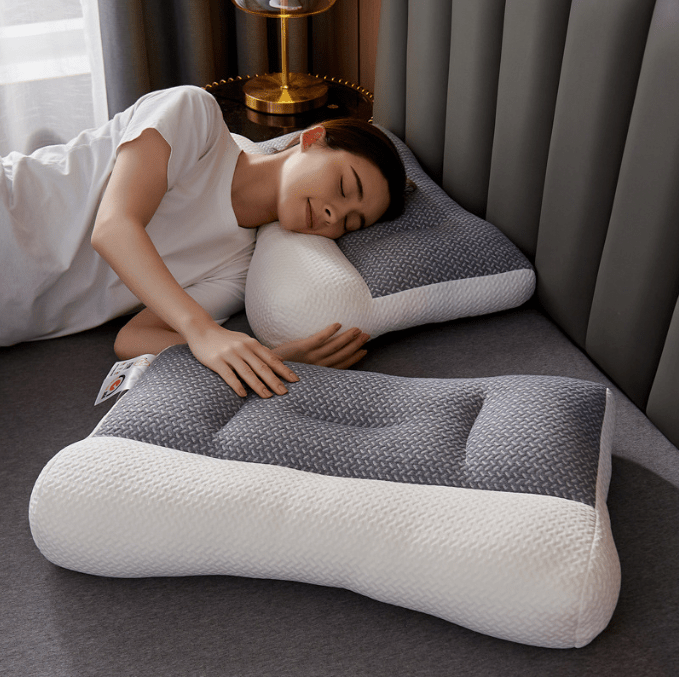 Oreiller en fibre de soja eprolo offrant un soutien cervical et traction pour un confort optimal.