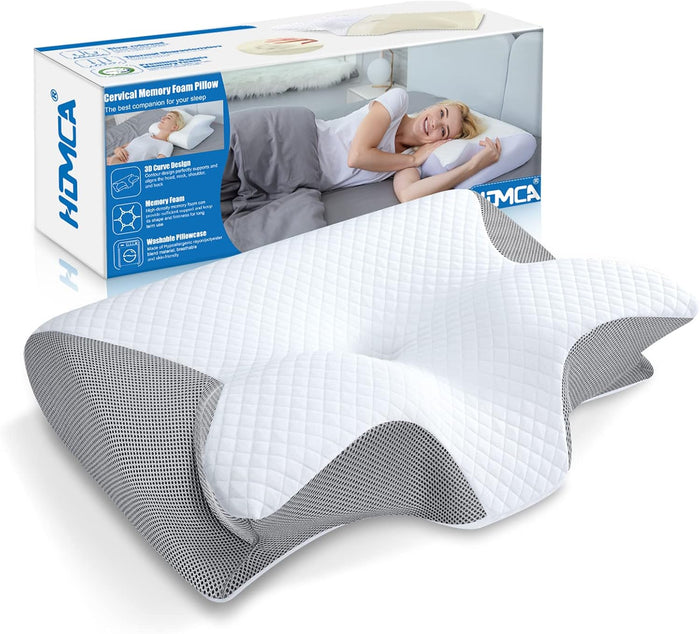 Oreiller cervical Comfort Cloud d'Amazon avec rembourrage moelleux pour un confort optimal en voyage ou au repos.