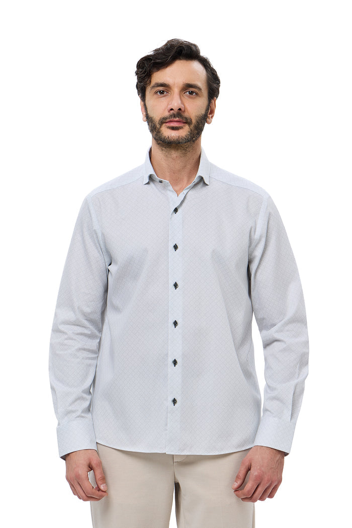 Oxford Dobby Geo Print Button Down Shirt