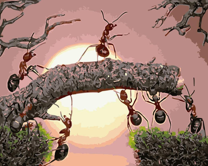 paint by numbers kit Ants on Tree - Custom paint by number