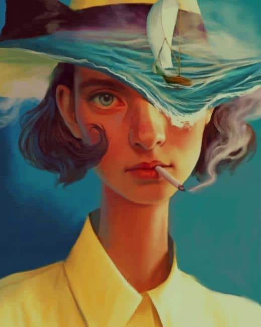 paint by numbers kit Smoking Girl Art - Custom paint by number