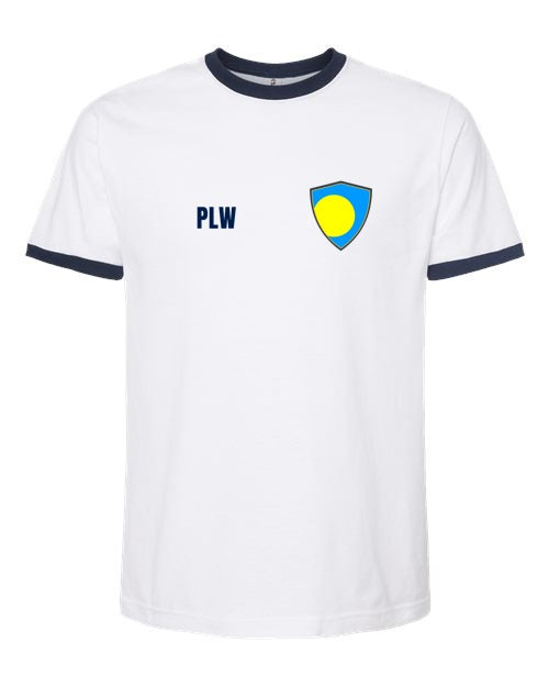 Palau Soccer Ringer Tee — Retro National Crest | NYC Factory