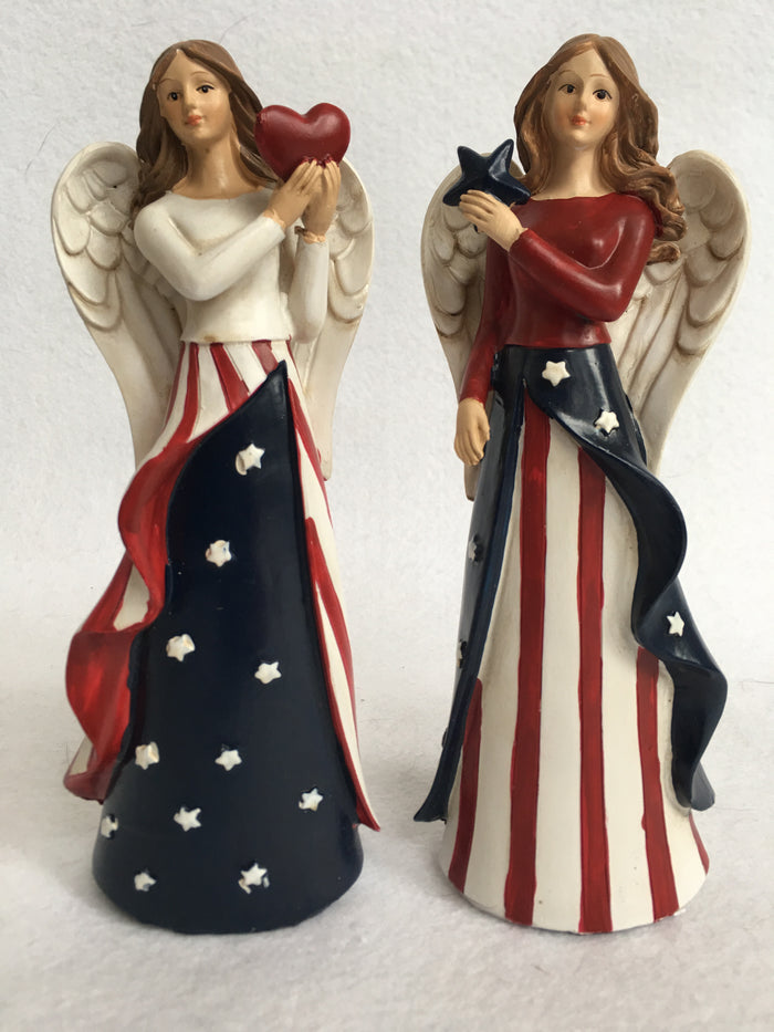 Patriotic Angel Holding Star or Heart Display
