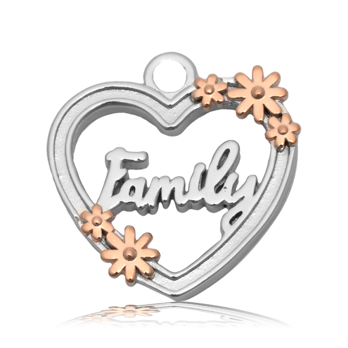 Peach Moonstone Gemstone Bracelet with Heart Family Sterling Silver Charm