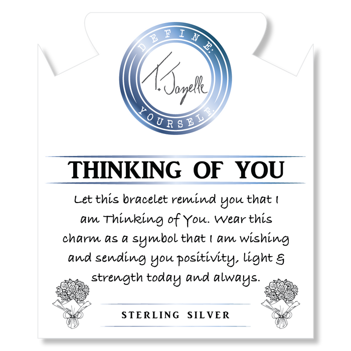 Peach Moonstone Gemstone Bracelet with Thinking of You Sterling Silver Charm
