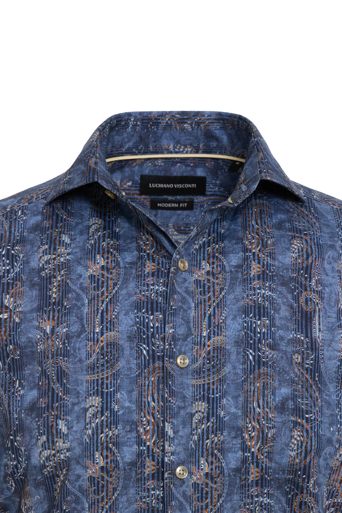 Persiane Paisley Print Long Sleeve Shirt