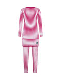 Kids burgundy and pink striped tunic pajama set with matching leggings