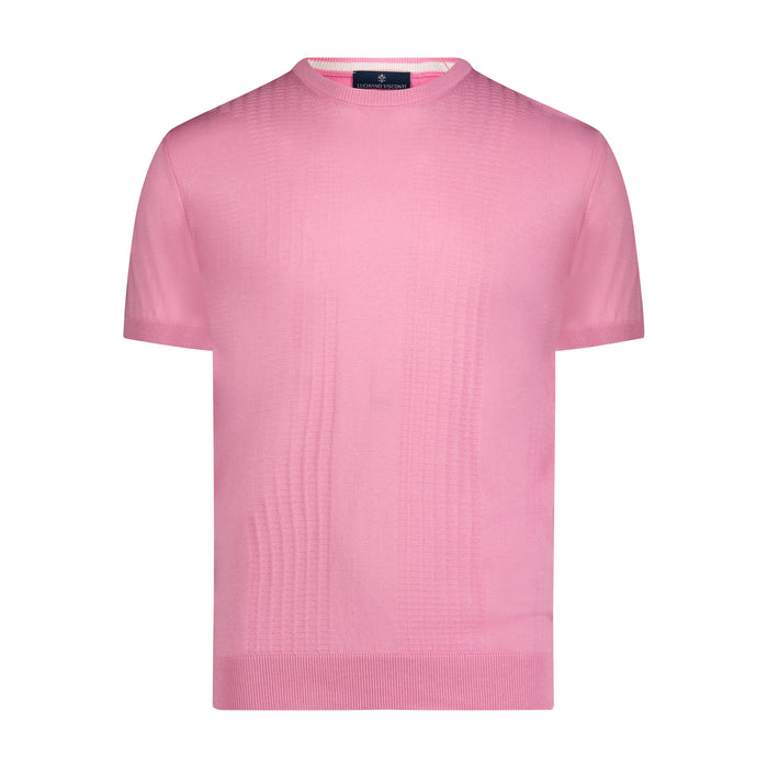 Pink Jacquard Panel Knit Polo
