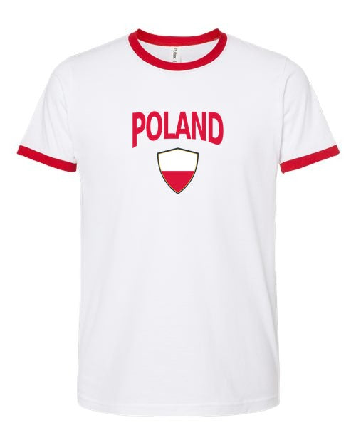 Poland Arched Crest Soccer Ringer Tee — NYC Factory