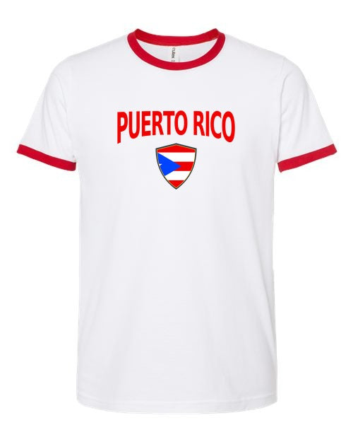Puerto Rico Arched Crest Soccer Ringer Tee — NYC Factory