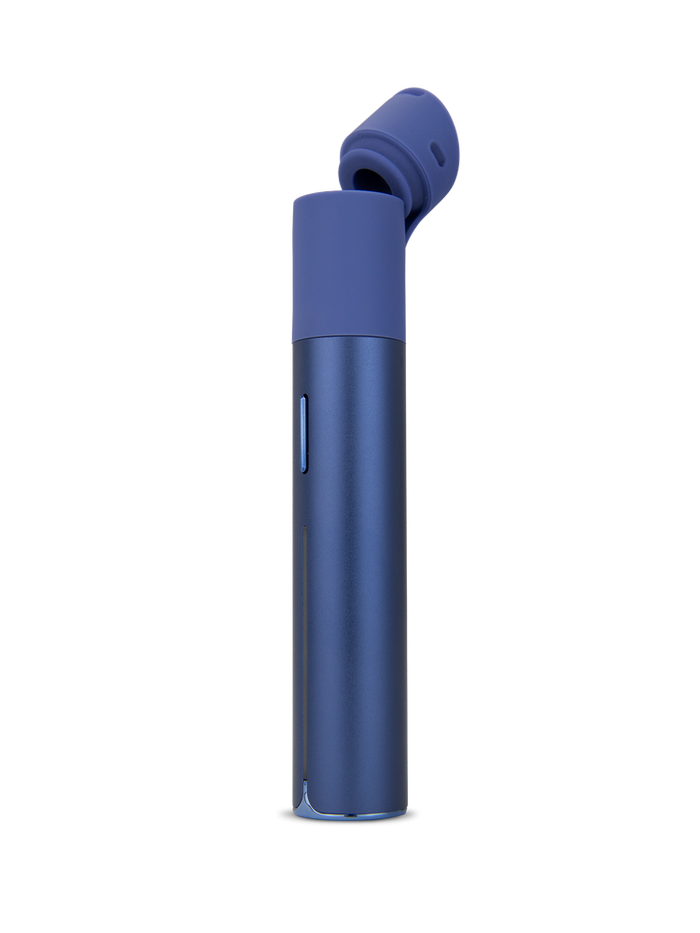 Puffco Pivot Sapphire wax pen open mouthpiece view showing chamber access and blue shell