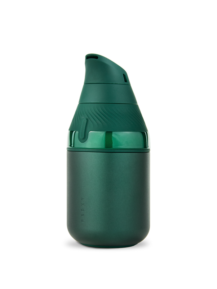 Pine Puffco Proxy Core Kit portable vaporizer in deep green with angled mouthpiece front view