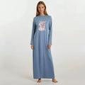 Soft blue Pull-On Nightgown with Floral Perfume Bottle Print
