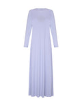 Light purple long-sleeve pull-on nightgown with round neckline and small chest emblem