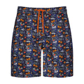 Purple Hawaiian Print Swim Trunks