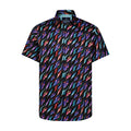 Purple, Red, and Navy Feather Print Short Sleeve Shirt