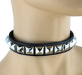 Pyramid Studded Black Leather Choker