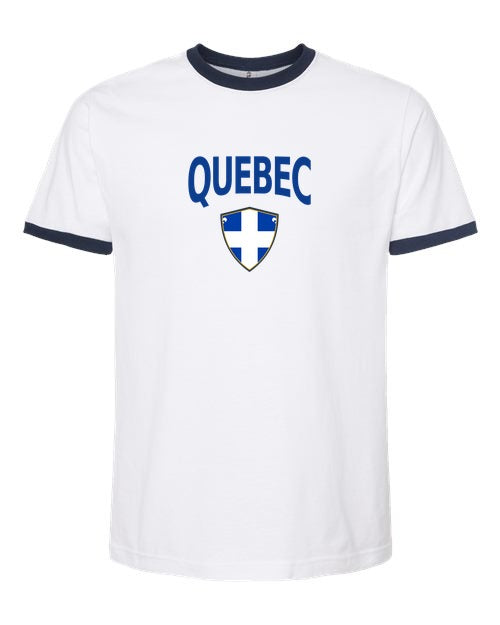 Quebec Arched Crest Soccer Ringer Tee — NYC Factory