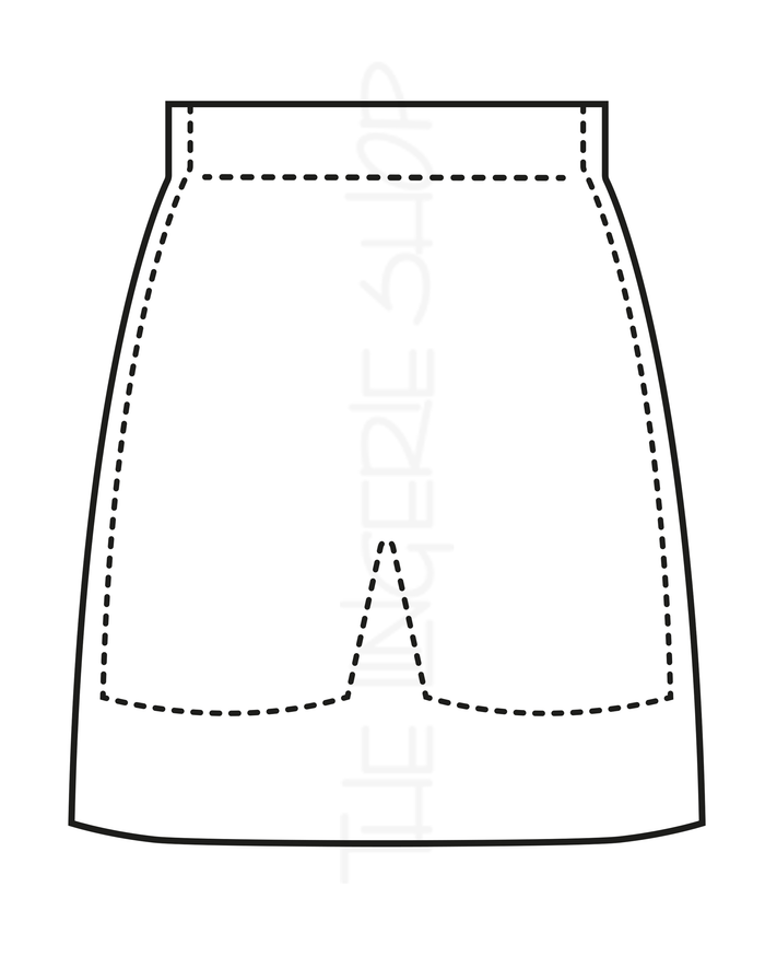 Black swim skirt template with attached shorts illustration