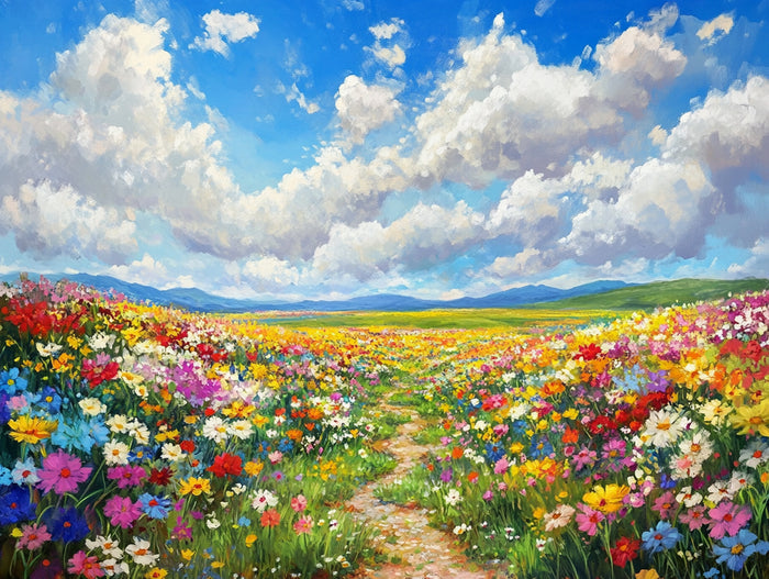 Rainbow Horizon Over Wildflower Plains
