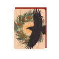Raven Wreath Wood Greeting Card
