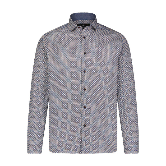 Red Blue Print Long Sleeve Shirt