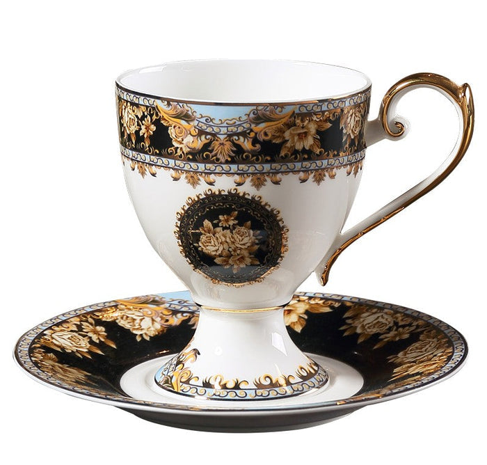 Royal Porcelain Tea Cup Saucer Set, 8 oz Tea Cup and Saucer in Gift Box as Birthday Gift, Elegant Ceramic Coffee Cups, Beautiful British Tea Cups-Paintingforhome
