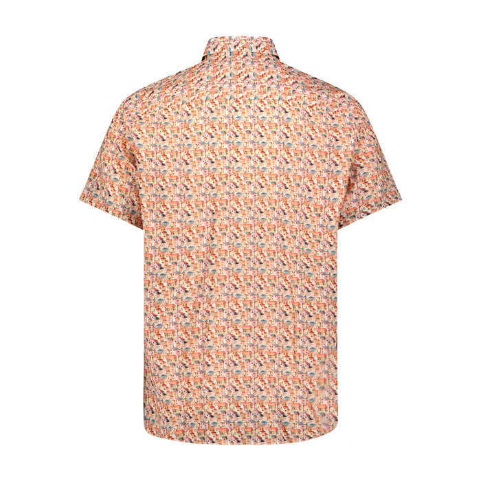 Rustic Town Print Short Sleeve Shirt