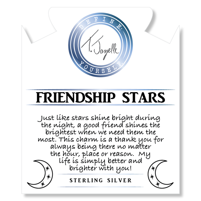 Rutilated Quartz Gemstone Bracelet with Friendship Stars Sterling Silver Charm