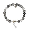 Rutilated Quartz Gemstone Bracelet with Fur Ever Love Sterling Silver Charm