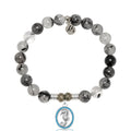 Rutilated Quartz Gemstone Bracelet with Seahorse Sterling Silver Charm