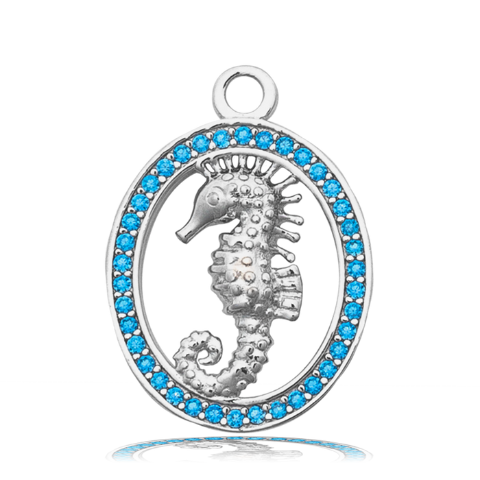 Rutilated Quartz Gemstone Bracelet with Seahorse Sterling Silver Charm